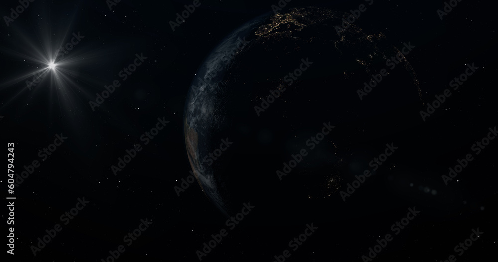 Obraz premium Planet Earth in outer space. Lights of cities on the planet.