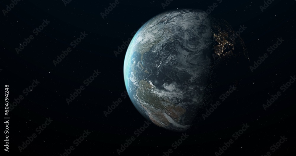Fototapeta premium Planet Earth in outer space. Lights of cities on the planet.