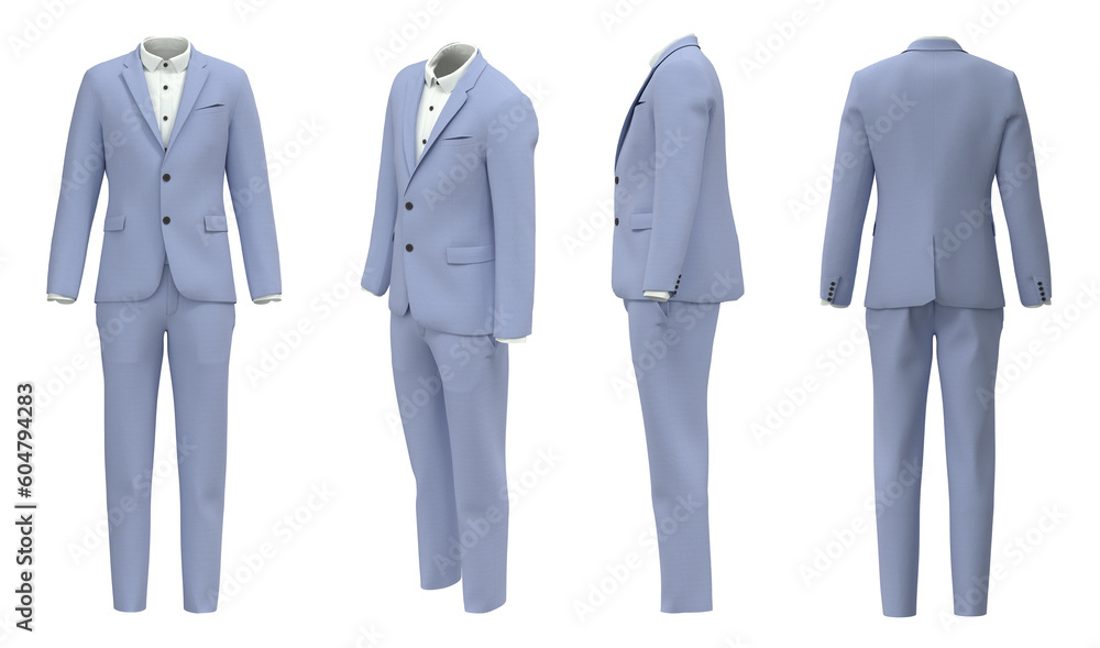 Man Blue Suit isolated on white