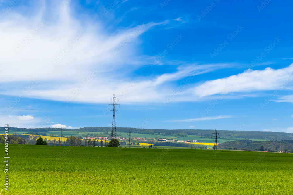 Summer landscape, with fields and blue sky. European countryside. Summer landscape, with fields and blue sky. European countryside.