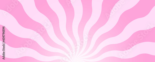 Waving pink radial stripes background. Trendy pattern in y2k style. Undulate rosy sunburst, explosion or surprise design effect. Manga comic style background. Bubble gum, lollipop candy texture