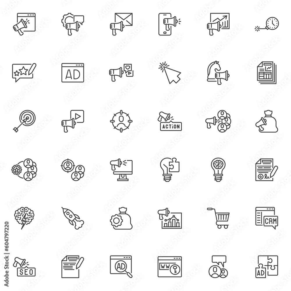Digital marketing line icons set Digital marketing line icons set