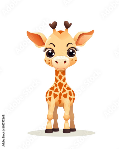 Cute cartoon giraffe isolated on white background