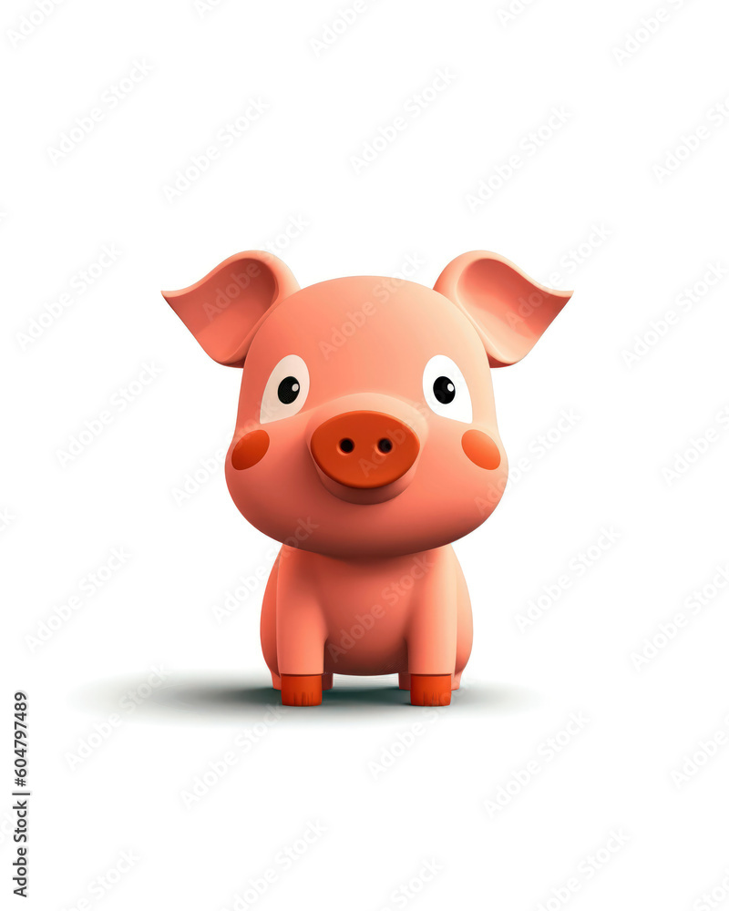 3d rendered illustration of Pig cartoon character with white background 3d rendered illustration of Pig cartoon character with white background