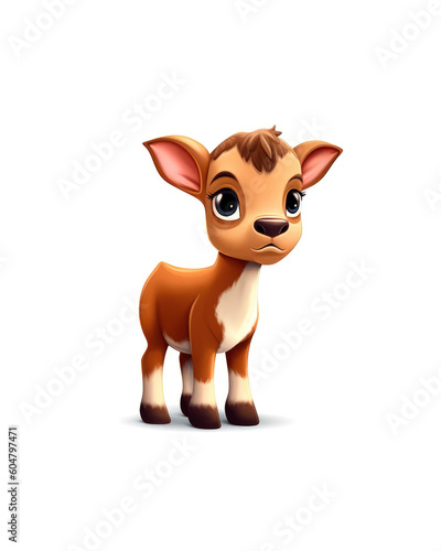 Cute cartoon baby cow isolated on white background. Vector illustration