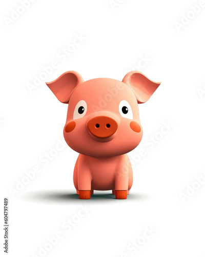 3d rendered illustration of Pig cartoon character with white background