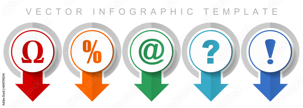 Symbols icon set, miscellaneous pointer icons such as omega, percent, at, question mark and exclamation sign for webdesign and mobile applications, modern design infographic vector template Symbols icon set, miscellaneous pointer icons such as omega, percent, at, question mark and exclamation sign for webdesign and mobile applications, modern design infographic vector template