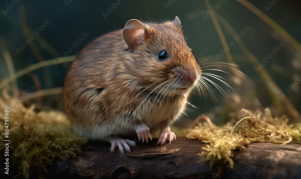 photo of meadow vole in its natural habitat. Generative AI photo of meadow vole in its natural habitat. Generative AI
