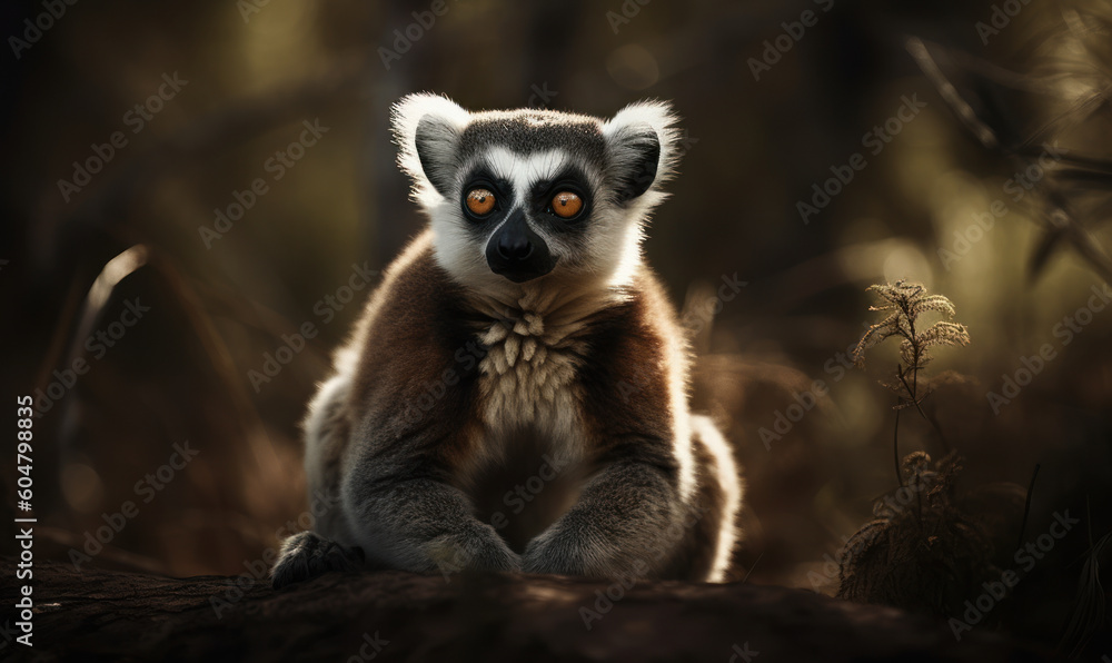 Fototapeta premium photo of lemur in its natural habitat. Generative AI