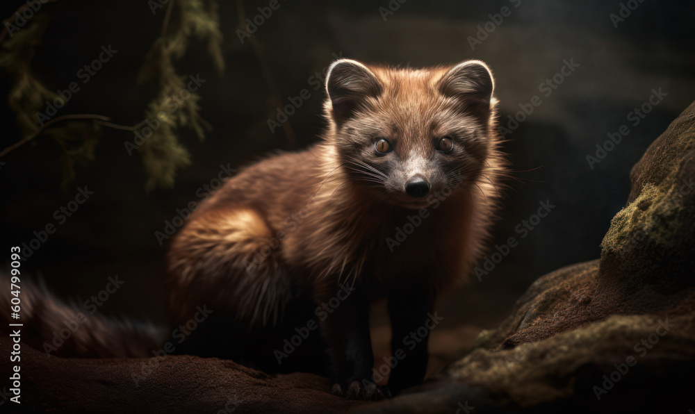 photo of marten (mammal) in its natural habitat. Generative AI photo of marten (mammal) in its natural habitat. Generative AI