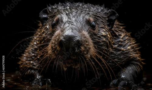 closeup photo of mole on black background. Generative AI photo