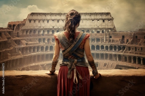 Gladiator woman warrior. Generate Ai