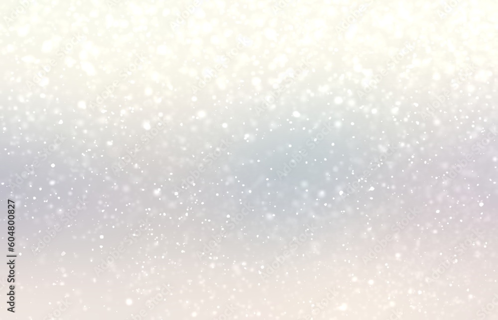 Shimmer falling snow on pastel pearlescent background. Soft texture.