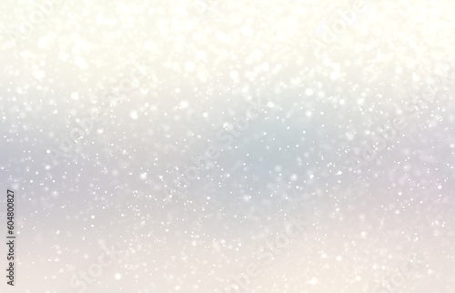 Shimmer falling snow on pastel pearlescent background. Soft texture.