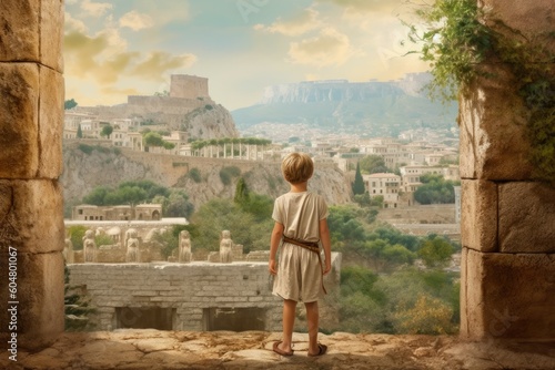 Child ancient greek city. Generate Ai