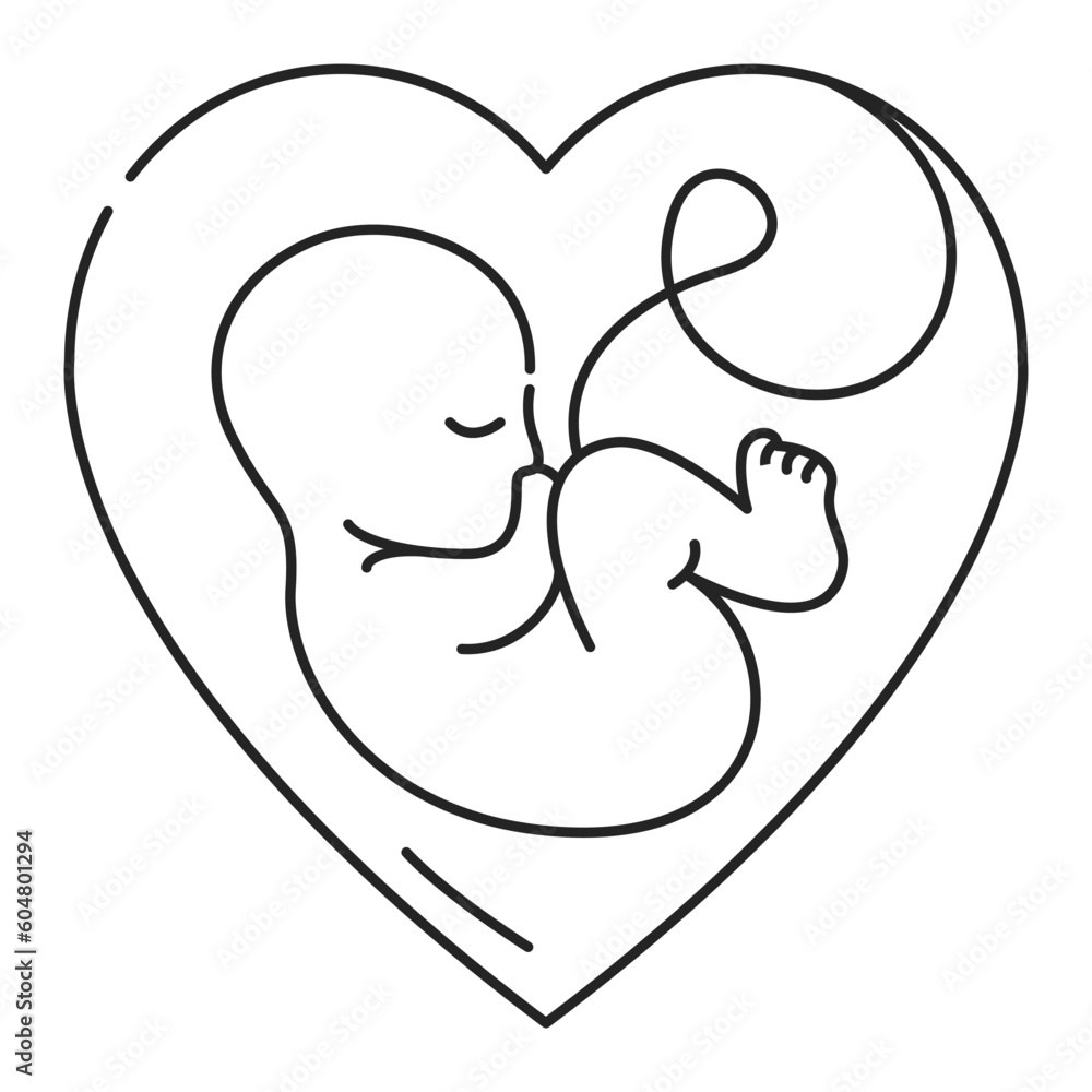 Baby in the womb icon vector isolated. Concept of pregnanct and maternity. Fetus, embryo in a heart. Baby in the womb icon vector isolated. Concept of pregnanct and maternity. Fetus, embryo in a heart.