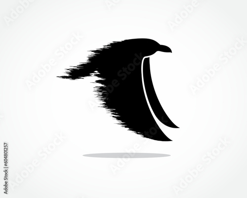 silhouette fast speed raven bird logo symbol design template illustration inspiration