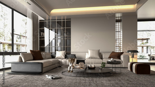 3d rendering modern living room apartment interior design