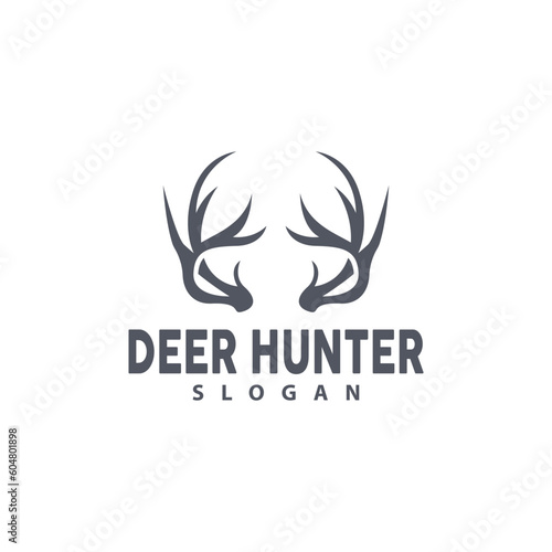 Deer Logo, Deer Hunter Vector, Forest Animal Design, Deer Antlers Retro Vintage Symbol Design Icon