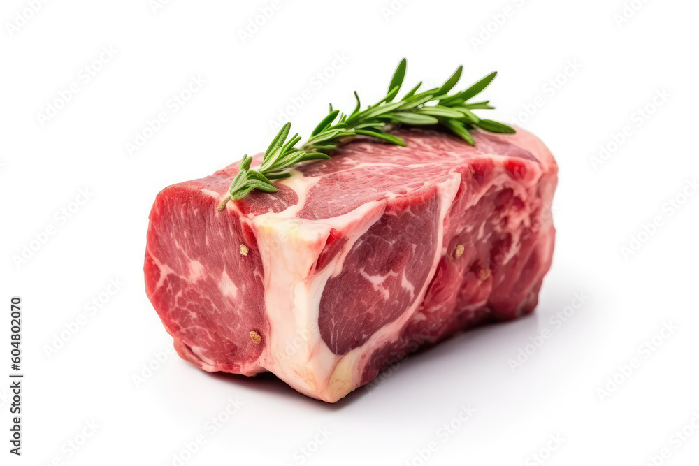 Lamb Leg Raw On White Background. Generative AI