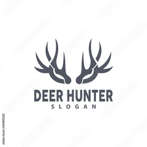 Deer Logo, Deer Hunter Vector, Forest Animal Design, Deer Antlers Retro Vintage Symbol Design Icon