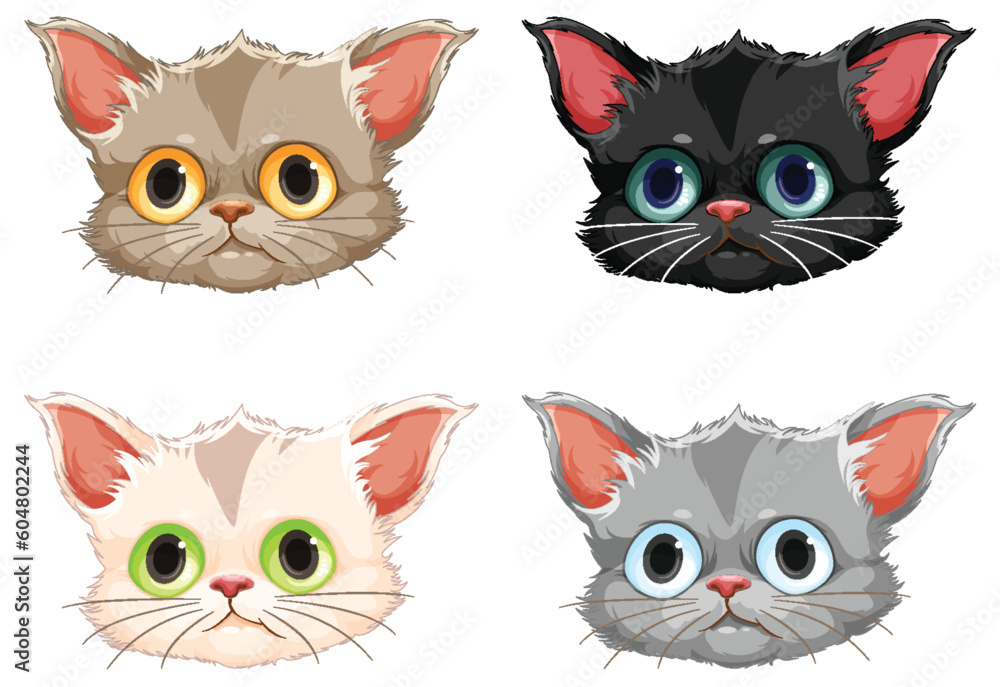 Cute Kitten Head in Cartoon Style Cute Kitten Head in Cartoon Style