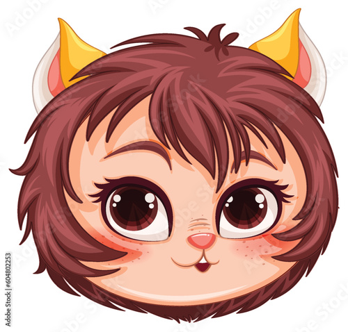 Little Cat Girl Hybrid in Fantasy Cartoon Style