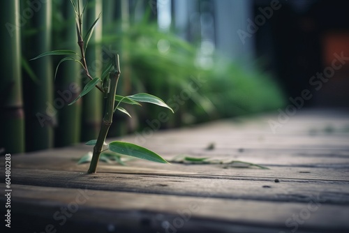Green bamboo stems plank. Generate Ai