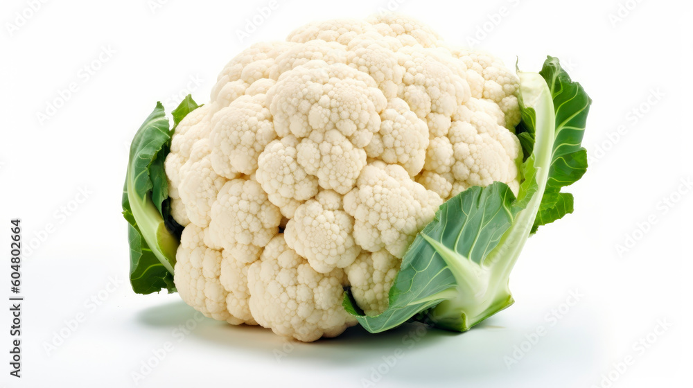 fresh cauliflower isolated on white, generative ai fresh cauliflower isolated on white, generative ai