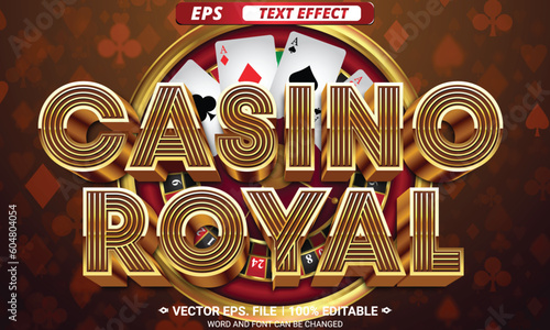 Casino royal editable 3d shiny luxury gold vector text effect