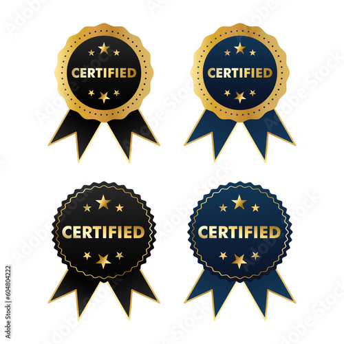 Set of Certification stamp badge and labels quality management system symbol