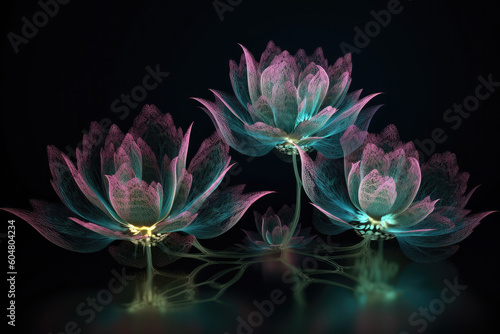 lotus flower on dark background, generative AI 