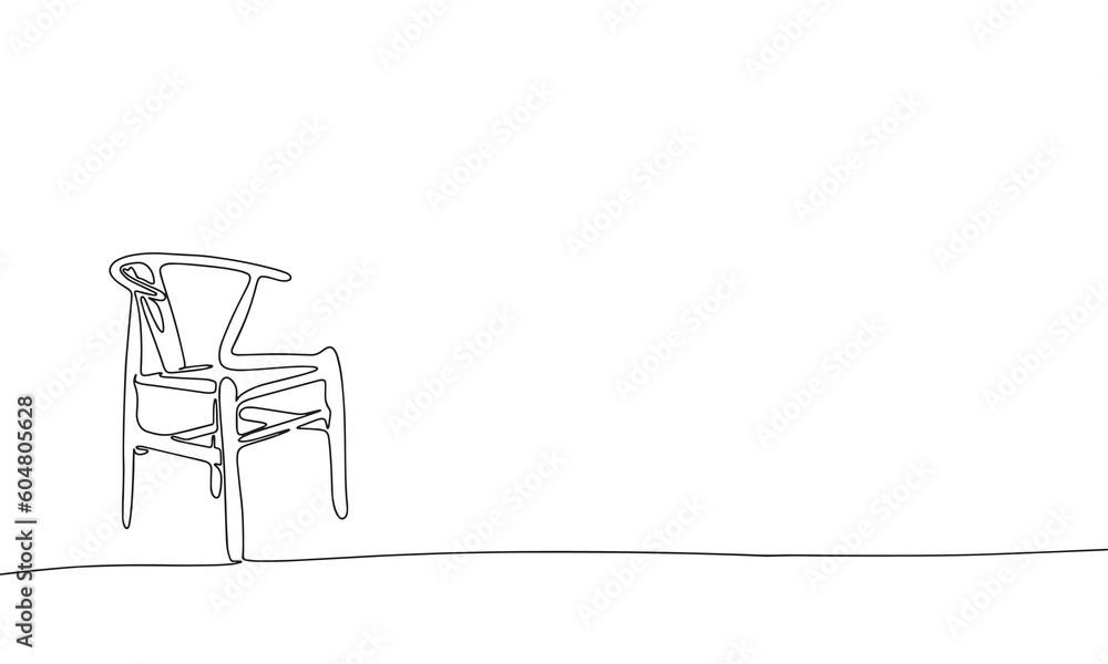 Modern chair. One line continuous Retro chair. Line art, outline, single line silhouette. Hand drawn vector illustration. Modern chair. One line continuous Retro chair. Line art, outline, single line silhouette. Hand drawn vector illustration.