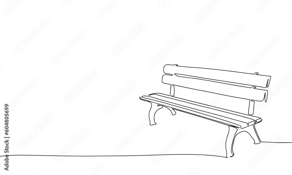 Single bench. One line continuous bench. Line art, outline, single line ...