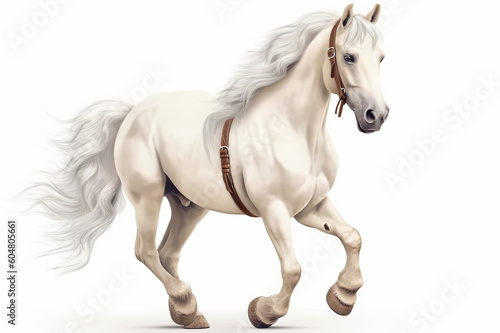 Full White Horse Jumping On Transparent Background  Generative Ai