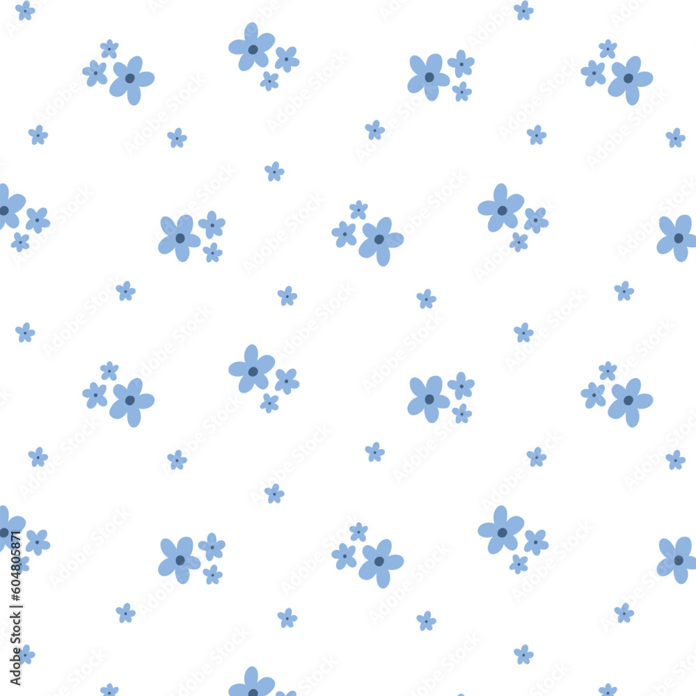 Vector seamless floral pattern. Cute print with small flowers. Flat style. Spring pattern with blooming flowers. Vector seamless floral pattern. Cute print with small flowers. Flat style. Spring pattern with blooming flowers.