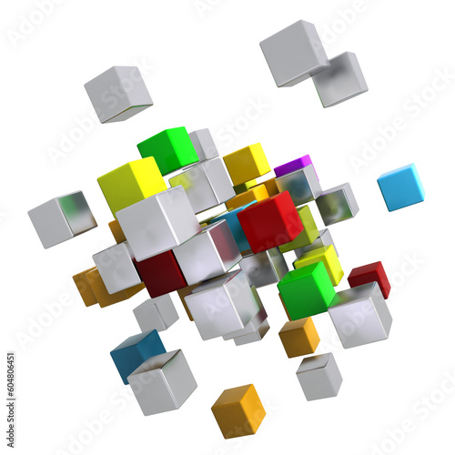 Flying multicolored metalli...