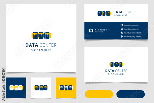 Data center logo design with editable slogan. Branding book and business card template.