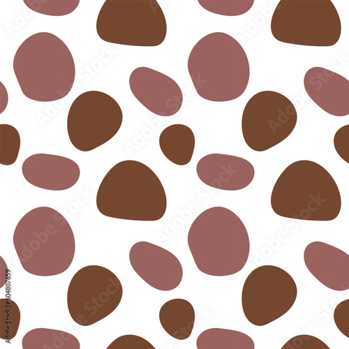 Abstract seamless pattern with Brown spots. Vector doodle illustration on white background. spots for fabrics, textiles, and ect.