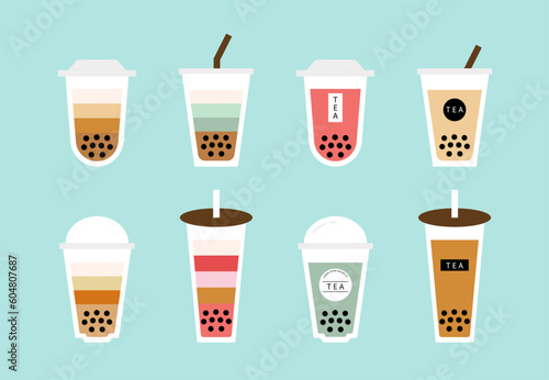 bubble tea cup object design for cafe shop