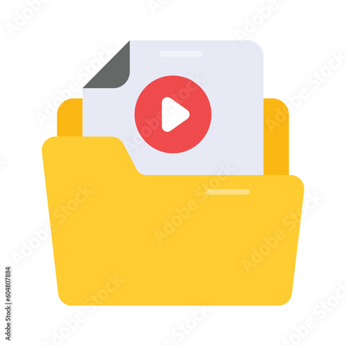 Check this beautifully designed icon of video folder, vector of media folder customizable design