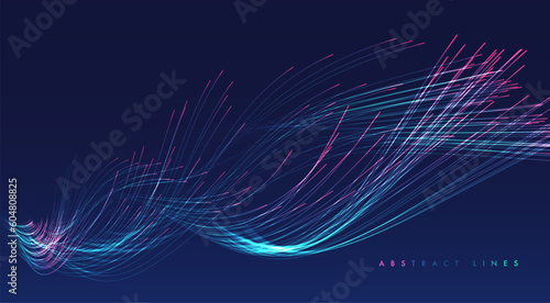 Glowing lines on blue background