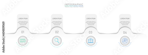 4 Business option world infographic template. Minimal color step workflow number icon presentations. Timeline diagram presentation object vector.