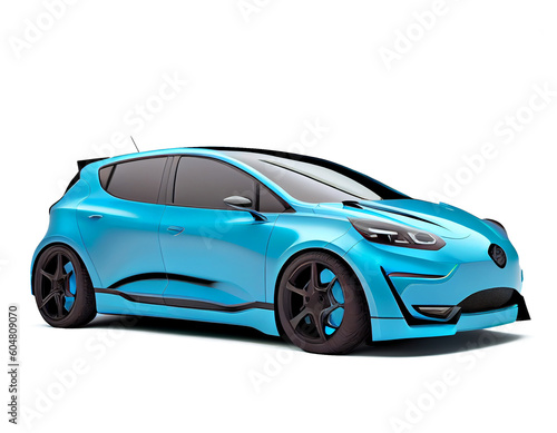 blue sports car on a transparent background  PNG . Generative AI