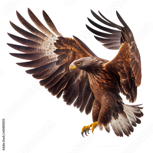 bald eagle in flight on a transparent background (PNG). Generative AI