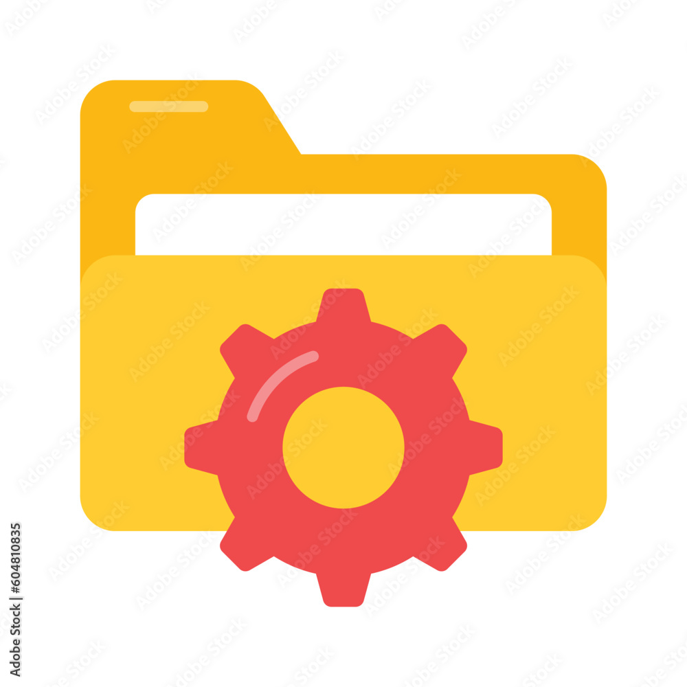 Gear with folder, icon of folder setting in modern style