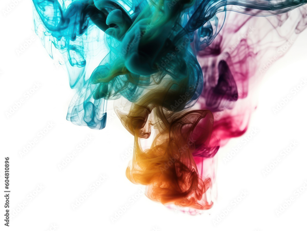 Colorful smoke isolated on white background Abstract background for art design Created with Generative AI technology Colorful smoke isolated on white background Abstract background for art design Created with Generative AI technology