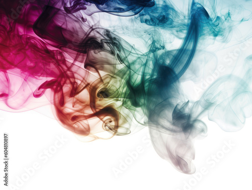 Colorful smoke isolated on white background Abstract background for art design Created with Generative AI technology
