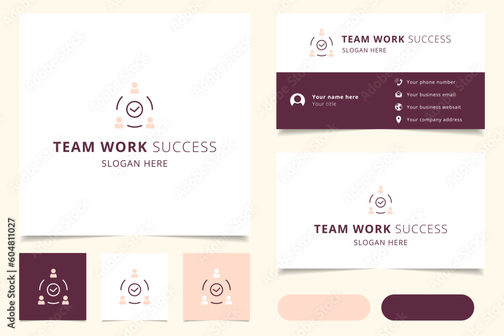Team work success logo design with editable slogan. Branding book and business card template.