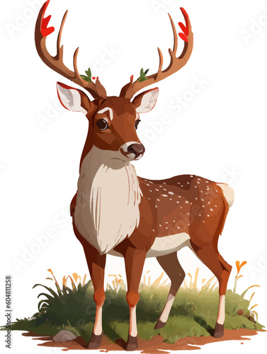 vector illustration of a cartoon deer. Hand-drawn isolated animal drawing on white background